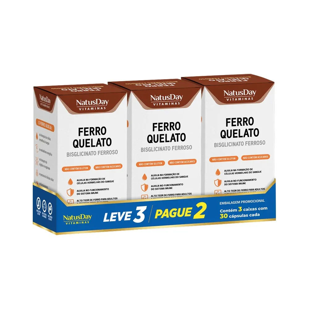 Kit Ferro Quelato Natusday 30 cápsulas