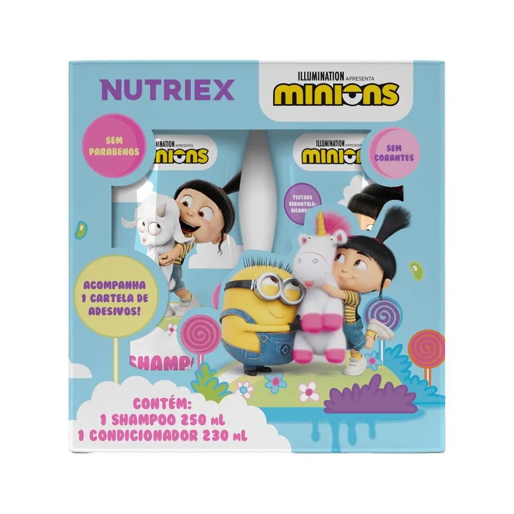 Kit Minions Shampoo 250ml + Condicionador 230ml + 1 Cartela De Adesivos  Nutriex