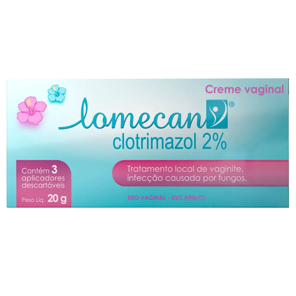 Creme Vaginal Clotrimazol 2% Lomecan 20g Com 3 Aplicadores