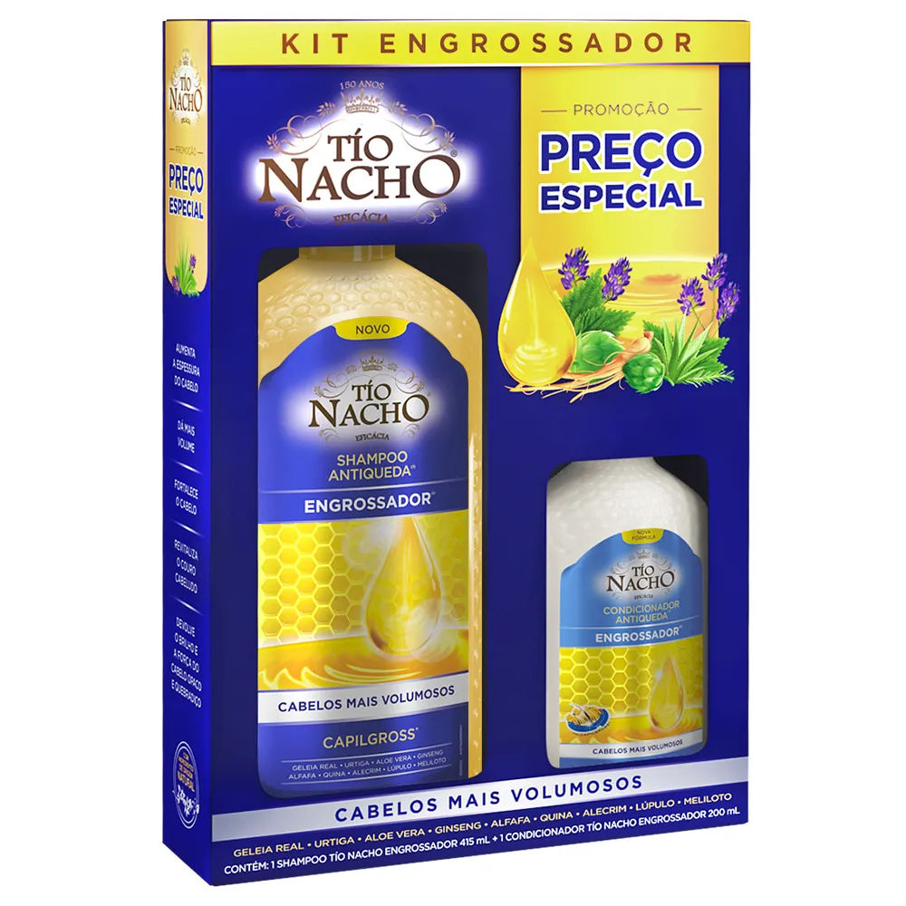Kit Tío Nacho Antiqueda Engrossador Shampoo 415ml + Condicionador 200ml