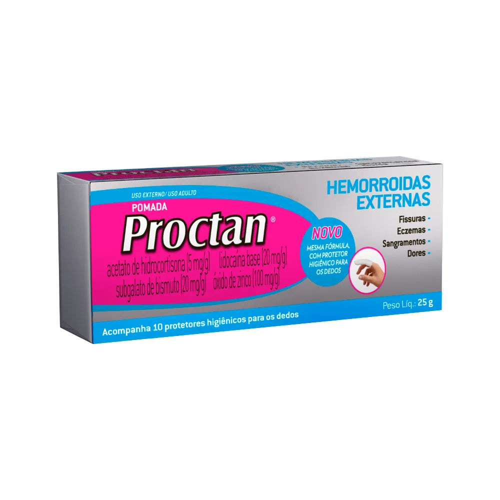 Proctan 5mg/g + 20mg/g + 20mg/g + 100mg/g Pomada 25g + 10 Luvas Genoma