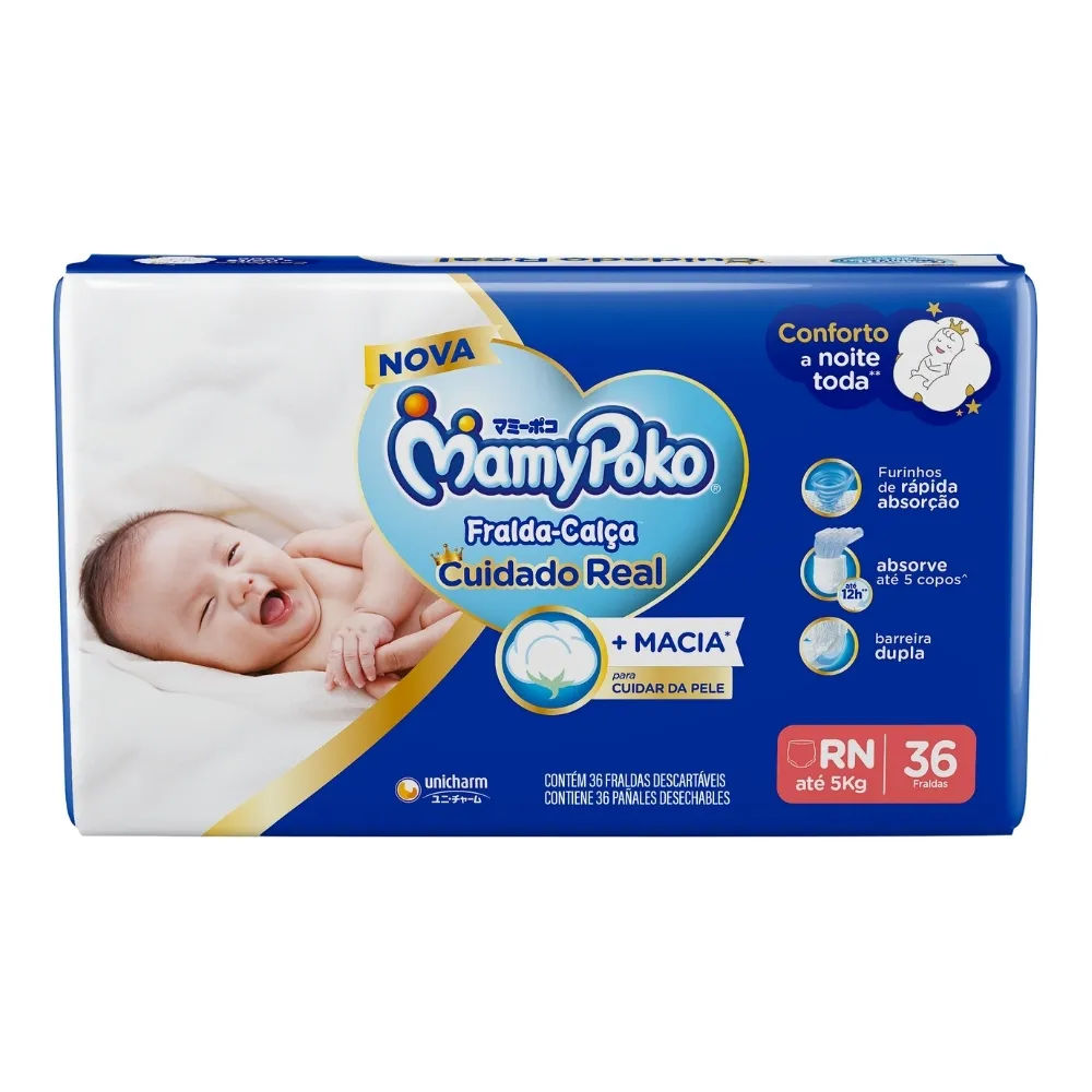 Fralda-calça Mamypoko Cuidado Real Rn 36 Unidades