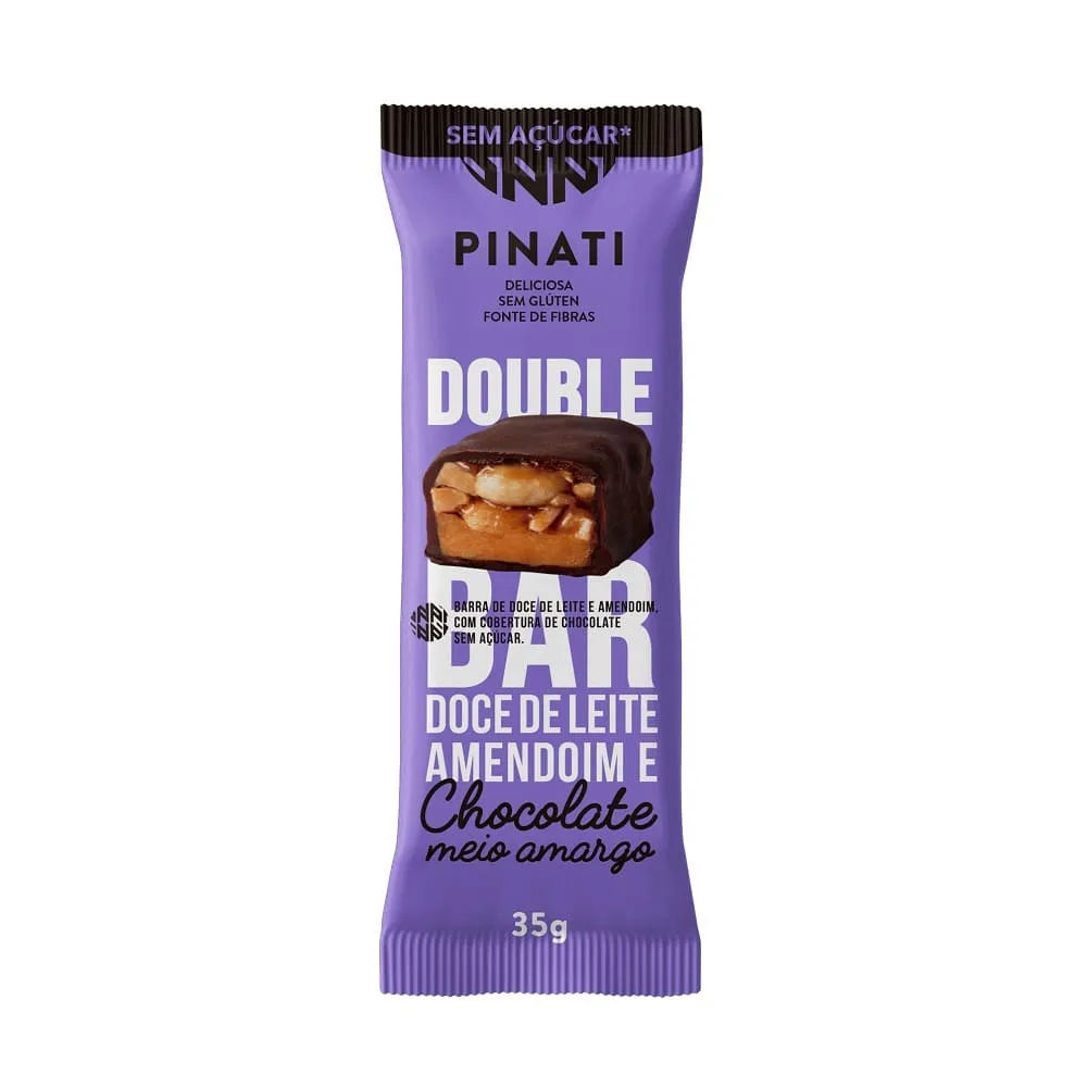 Barra Pinati Double 35gr Doce Leite Amendoim E Chocolate Meio Amargo