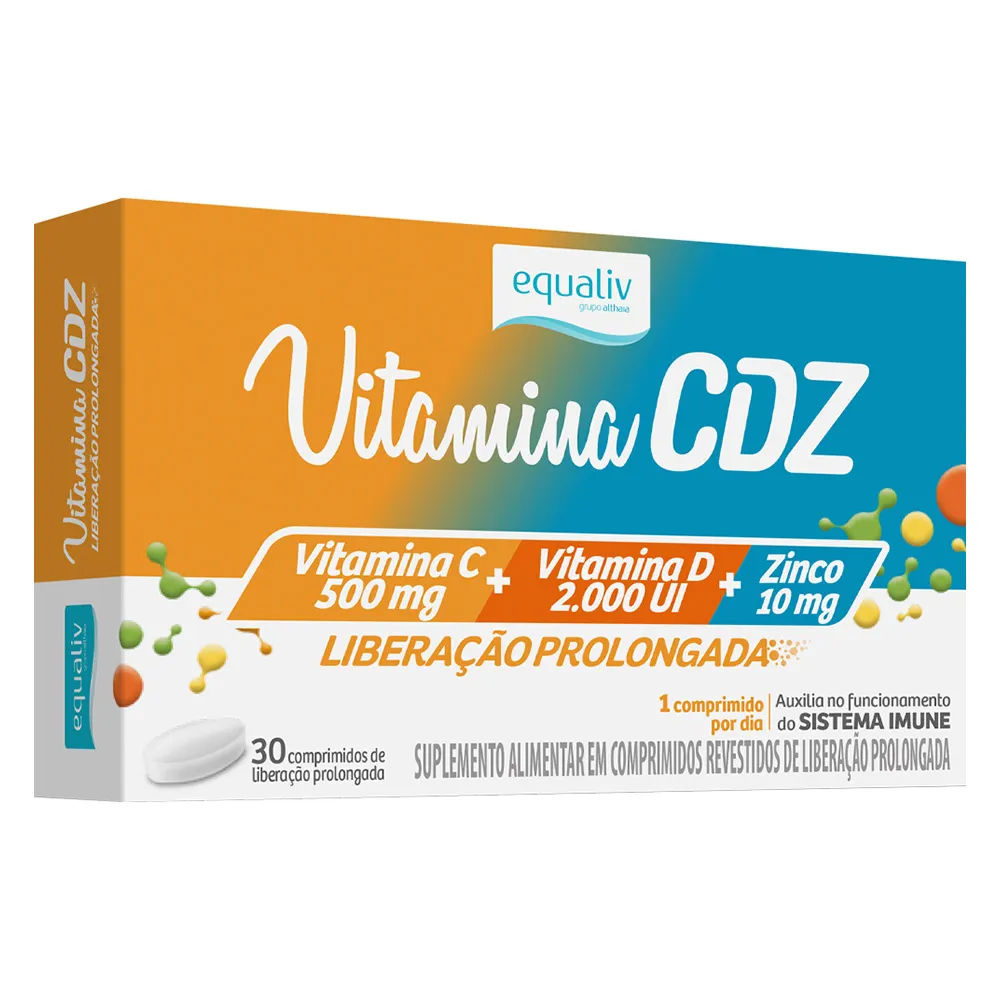 Vitamina C + D + Zinco 30 comprimidos liberação prolongada Equaliv