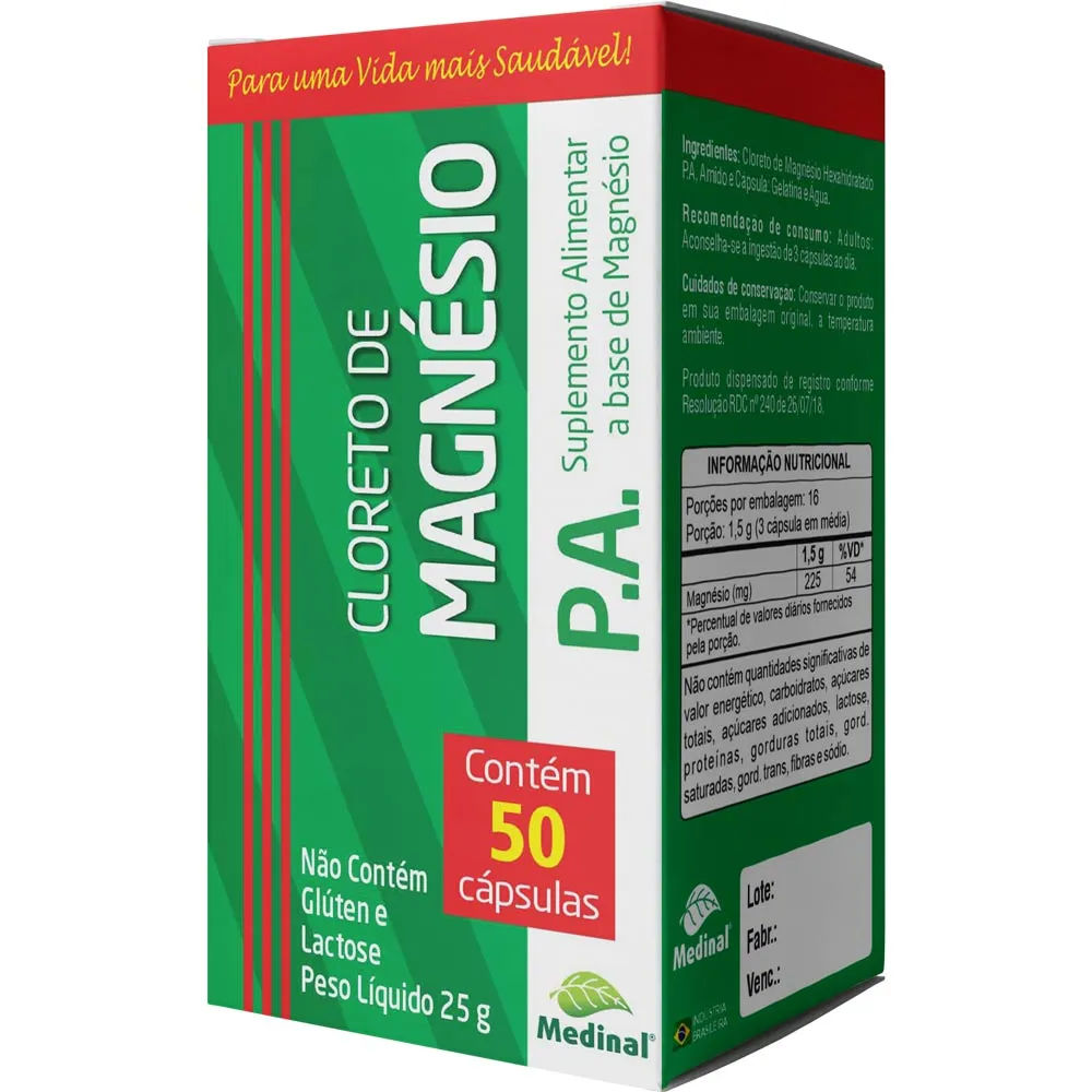 Cloreto De Magnesio 500mg Com 50 Capsulas
