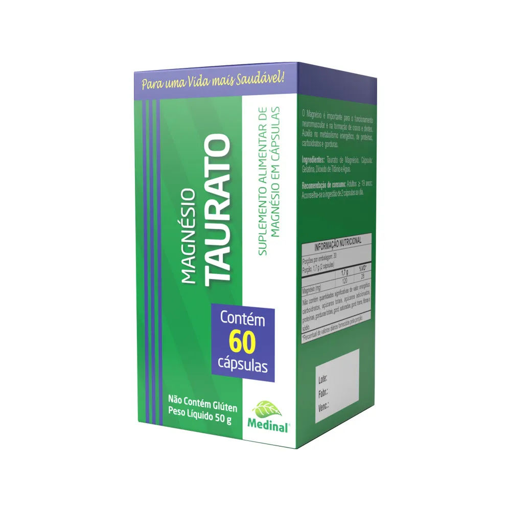 Magnesio Taurato Medinal Com 60 Capsulas