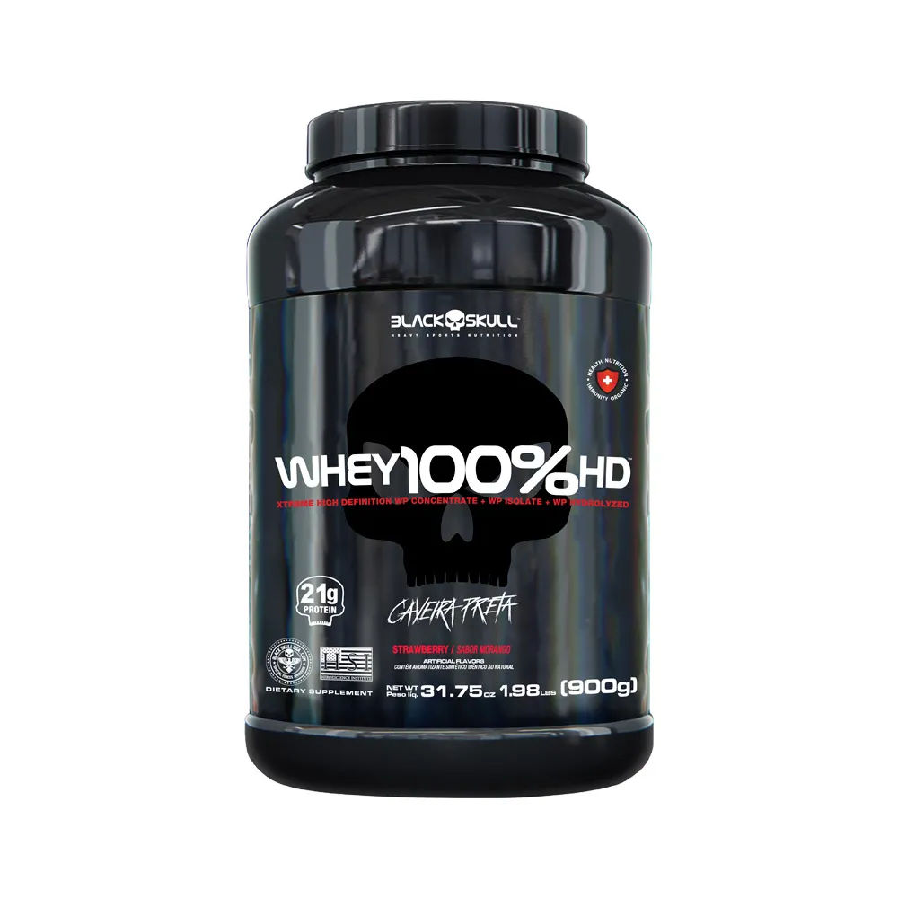 Black Skull Whey 100% Hd 900gr Morango