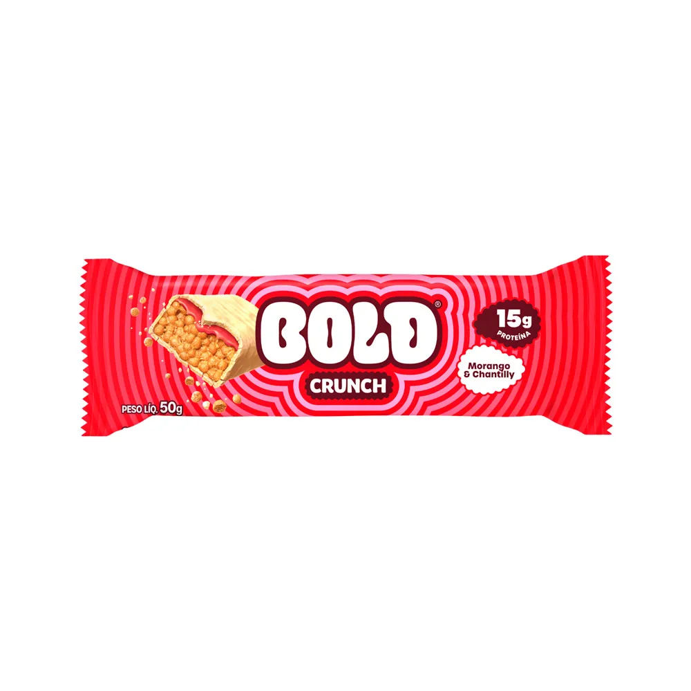 Barra De Proteina Bold Crunch Morango E Chantilly 50g