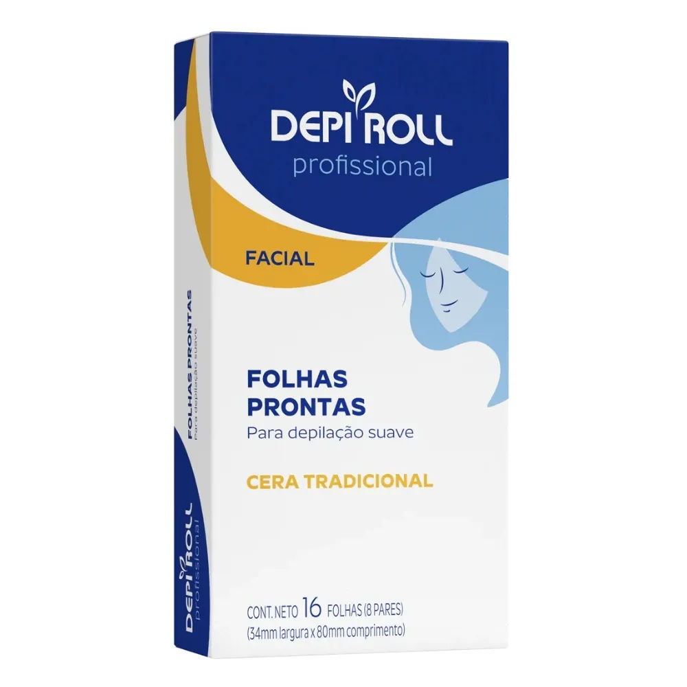 Folha Pronta Para Depilação Depi Roll Facial Tradicional 16 Unidades