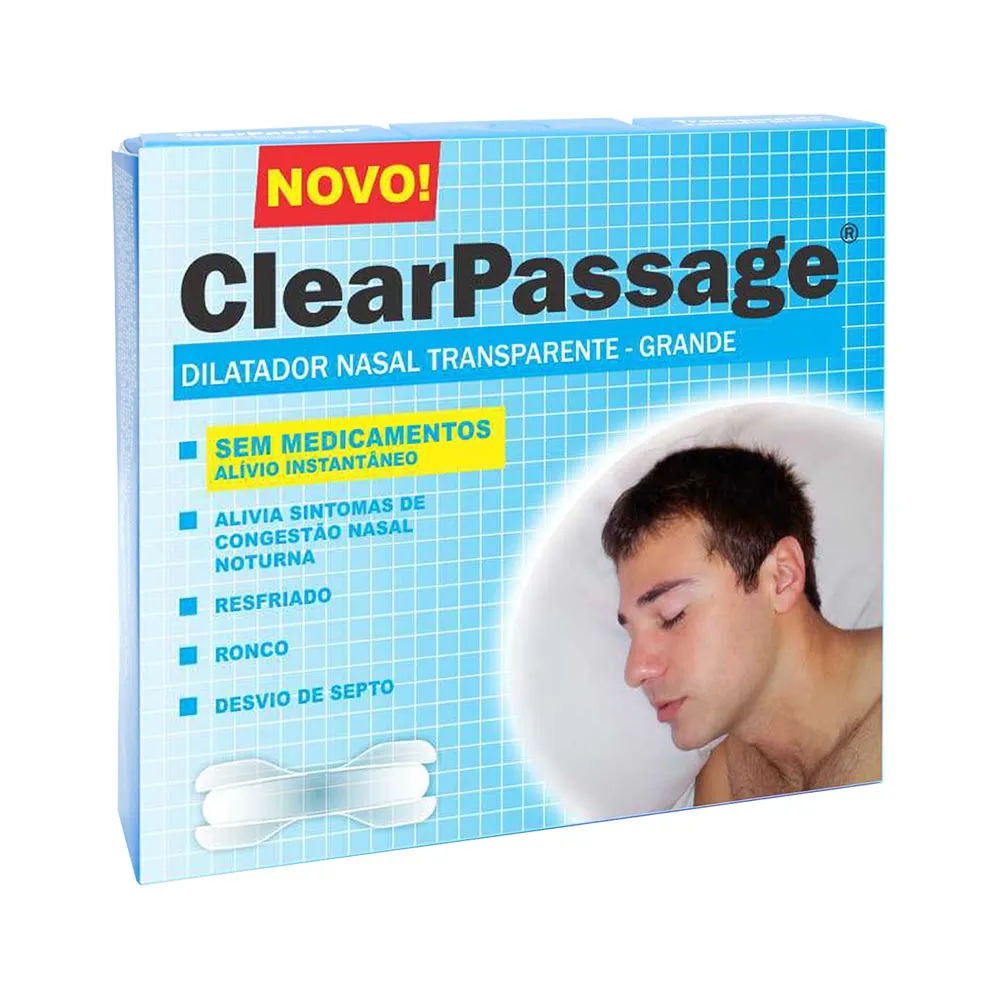 Dilatador Nasal Clearpassagem Tamanho G Transparente com 9 Unidades