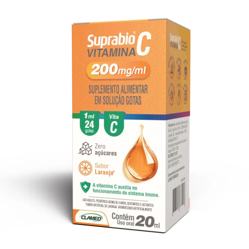 Vitamina C 200mg/ml Suprabio Em Gotas Com 20ml