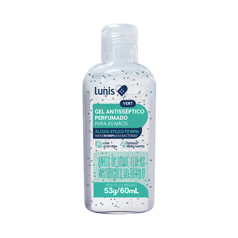 Alcool Em Gel 70% Antisseptico Lunis Vert 60ml