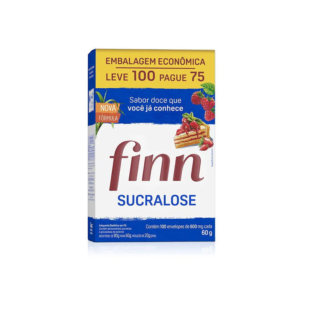 Adoçante Finn 60g Leve 100 Pague 75 Envelopes Sucralose