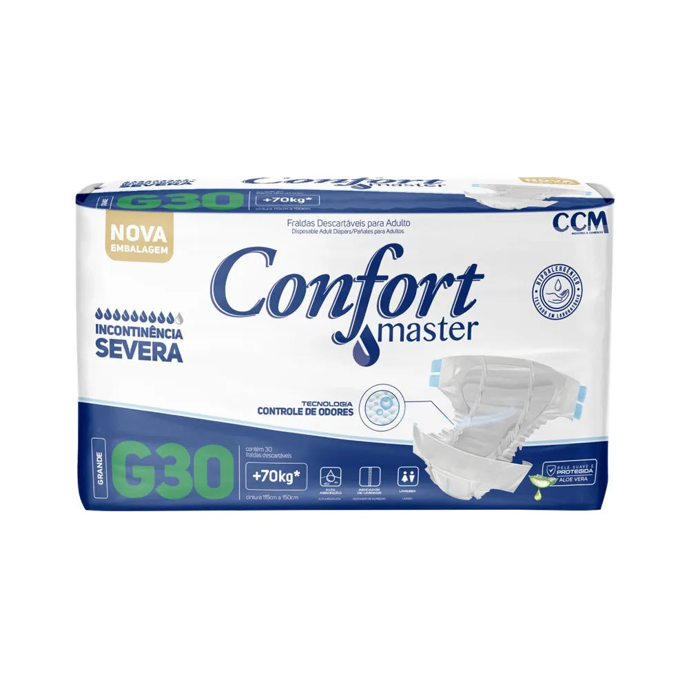 Fralda Geriatrica Confort Master G Incontinencia Severa Com 30  Unidades