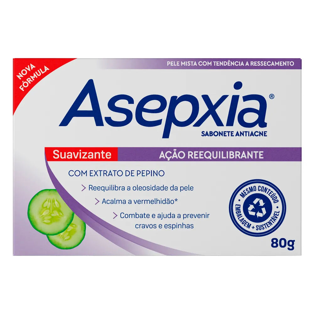 Sabonete Facial Antiacne Suavizante Reequilibrante Asepxia 80g