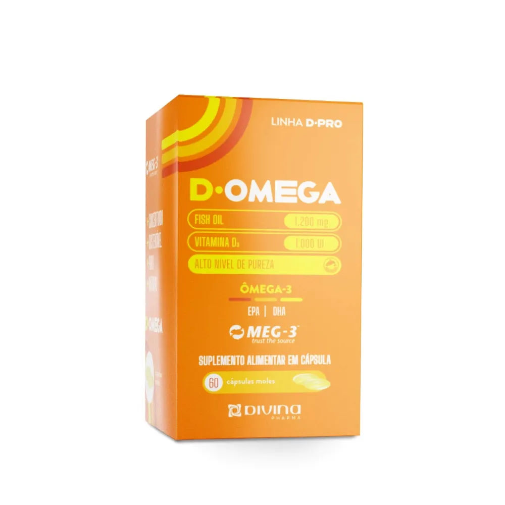 D-Omega Ômega 3 1200mg + Vitamina D 1000UI 60 Cápsulas Divina Pharma
