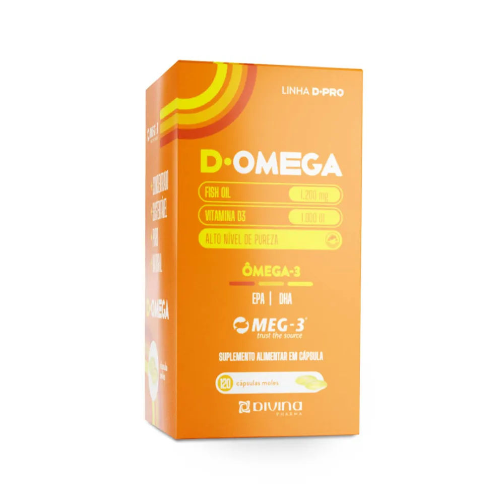 D-Omega Ômega 3 1200mg + Vitamina D 1000UI 120 Cápsulas Divina Pharma