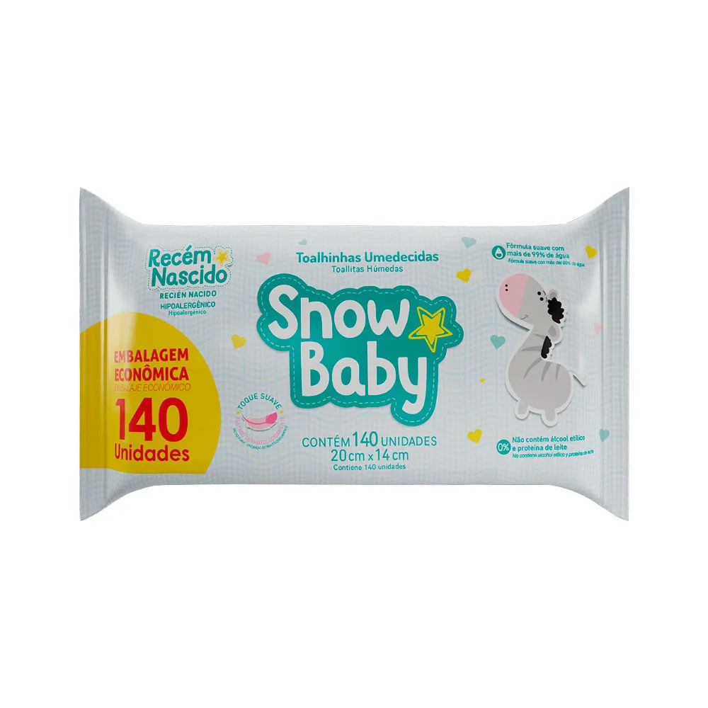 Toalhas Umedecidas Snow Baby Recém Nascido 140 Unidades