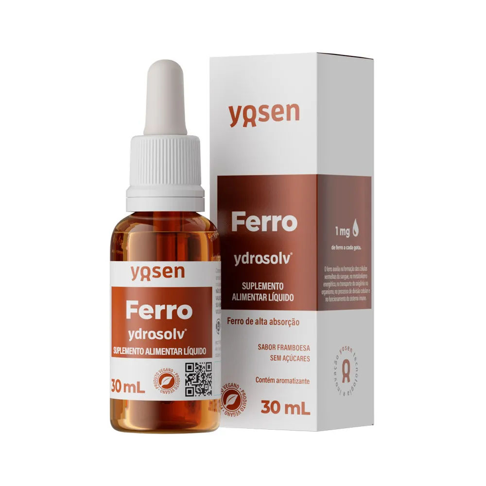 Suplemento Alimentar Yosen Ferro Ydrosolv Sabor Framboesa 30ml