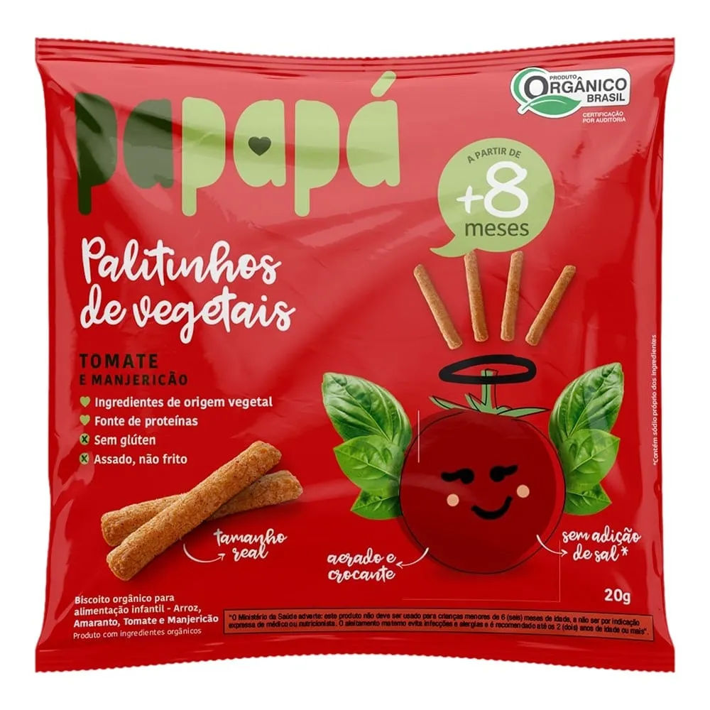 Biscoito Papapá 20g Orgânico Tomate e Manjericão