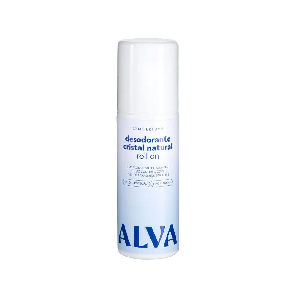 Desodorante Cristal Natural Alva Roll On Sem Perfume 70ml