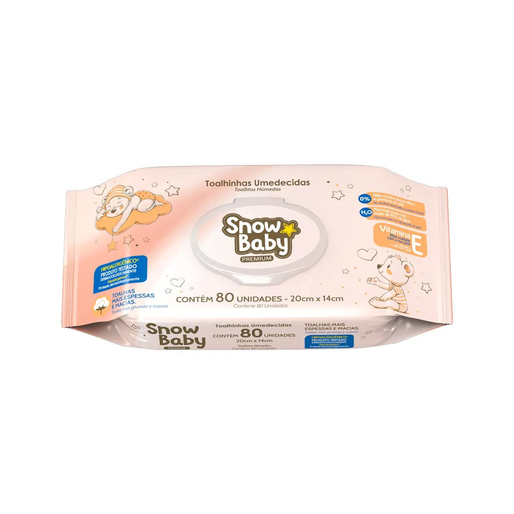 Toalhas Umedecidas Snow Baby Premium 80 Unidades