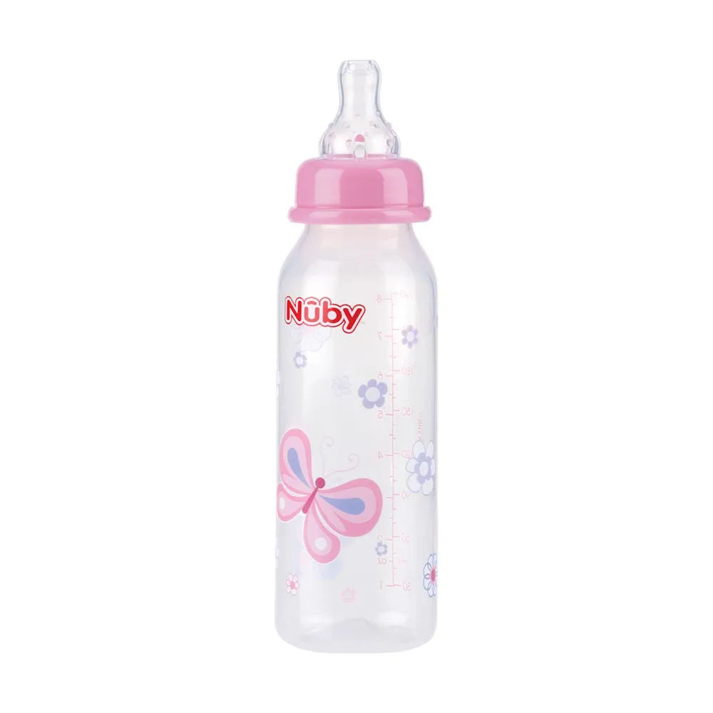 Mamadeira Nuby Estampada 240ml Rosa