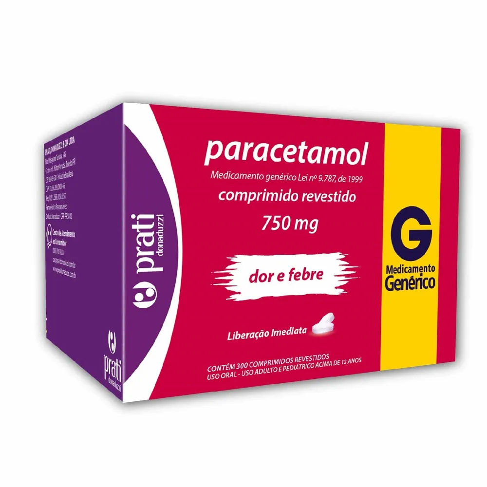 Paracetamol Prati Com 10 Comprimidos Revestidos 750mg Generico