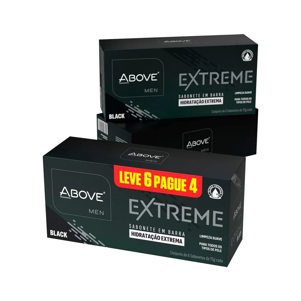 Sabonete Em Barra Above Men Extreme Leve 6 Pague 4 75gr Black Especial