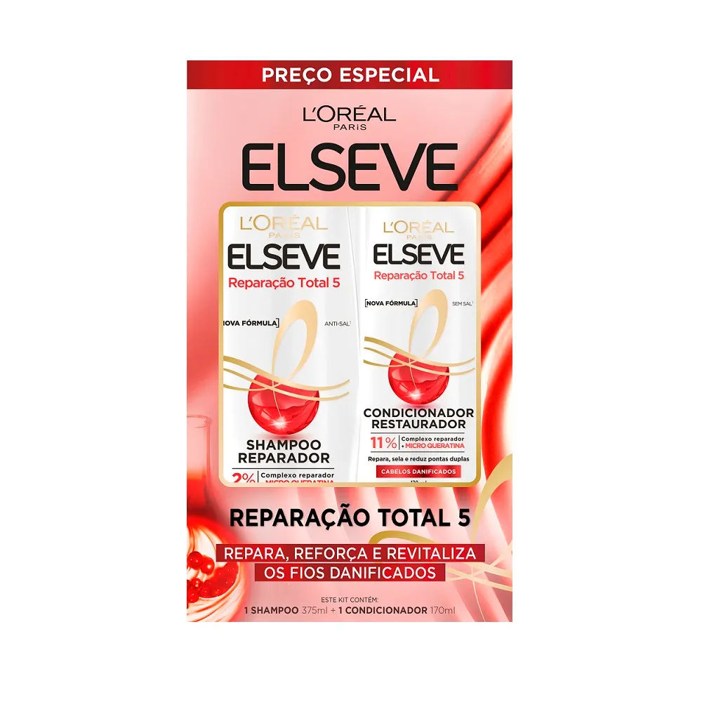 Kit Elseve Reparação Total 5 Shampoo 357ml + Condicionador 170ml