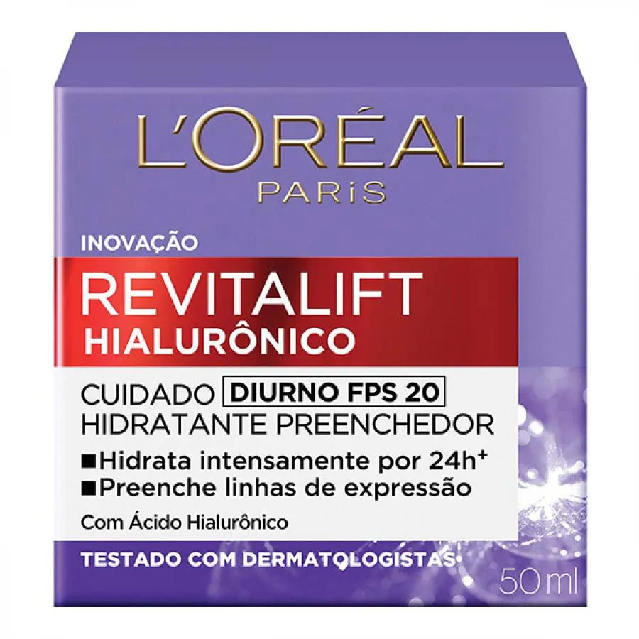 Creme Anti-idade Facial LOréal Revitalift Hialurônico Diurno FPS20 49g