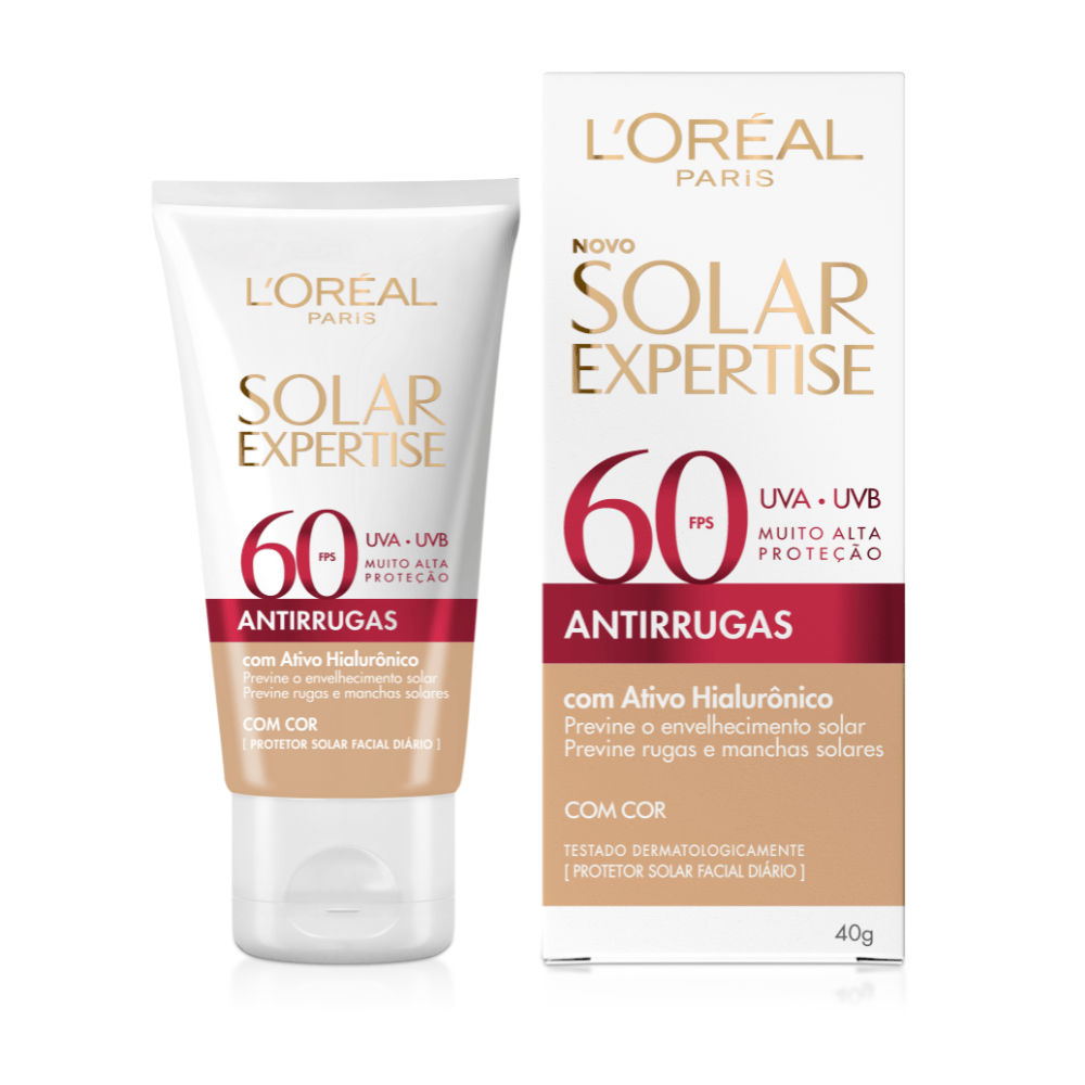 Protetor Solar Facial LOréal Antirrugas com Cor FPS60 40g