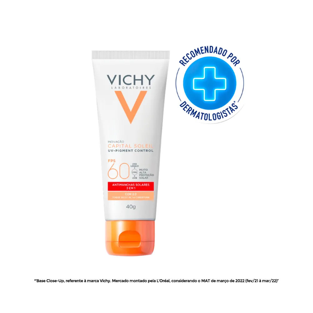Protetor Solar Facial Vichy Capital Soleil UV-Pigment Control Cor 2 0 FPS 60 40g