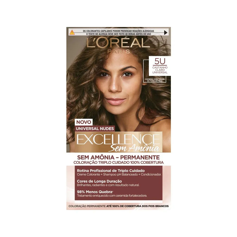 Coloração Imédia Excellence LOréal Paris Sem Amônia 5u Castanho Claro Universal