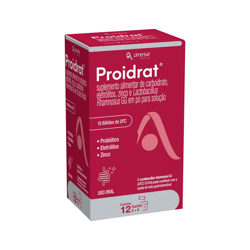 Proidrat Carboidrato, Eletrólito, Zinco e Lactobacillus Rhamnosus GG em Pó 12 Sachês Arese
