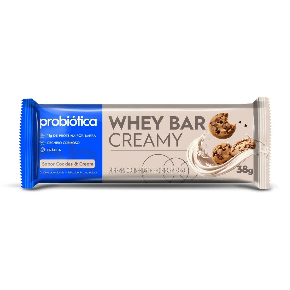Barra Probiotica Whey Bar Creamy Cookies E Cream 38gr