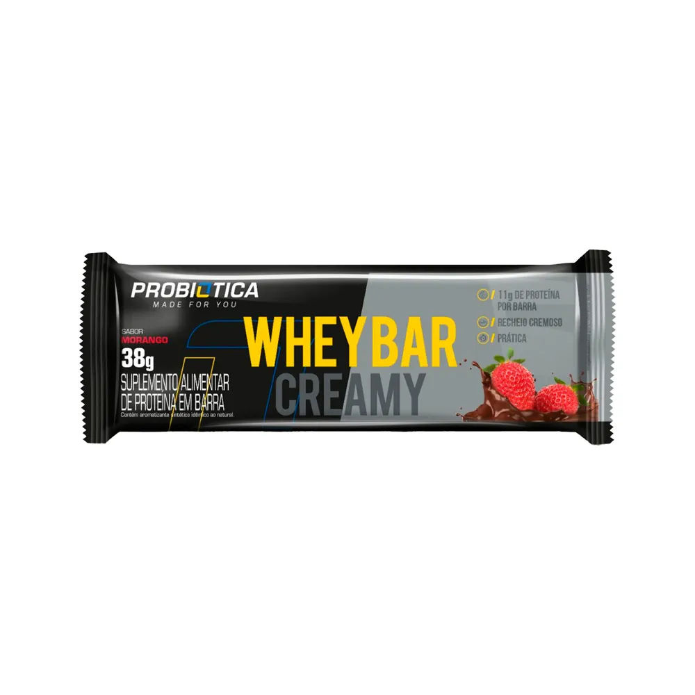 Barra Probiotica Whey Bar Creamy Morango 38gr
