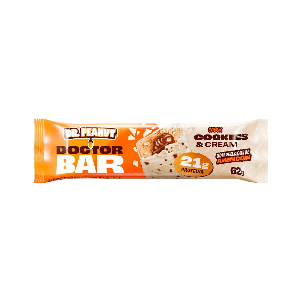 Barra de Proteína Dr  Peanut Doctor Bar Cookies & Cream 62g