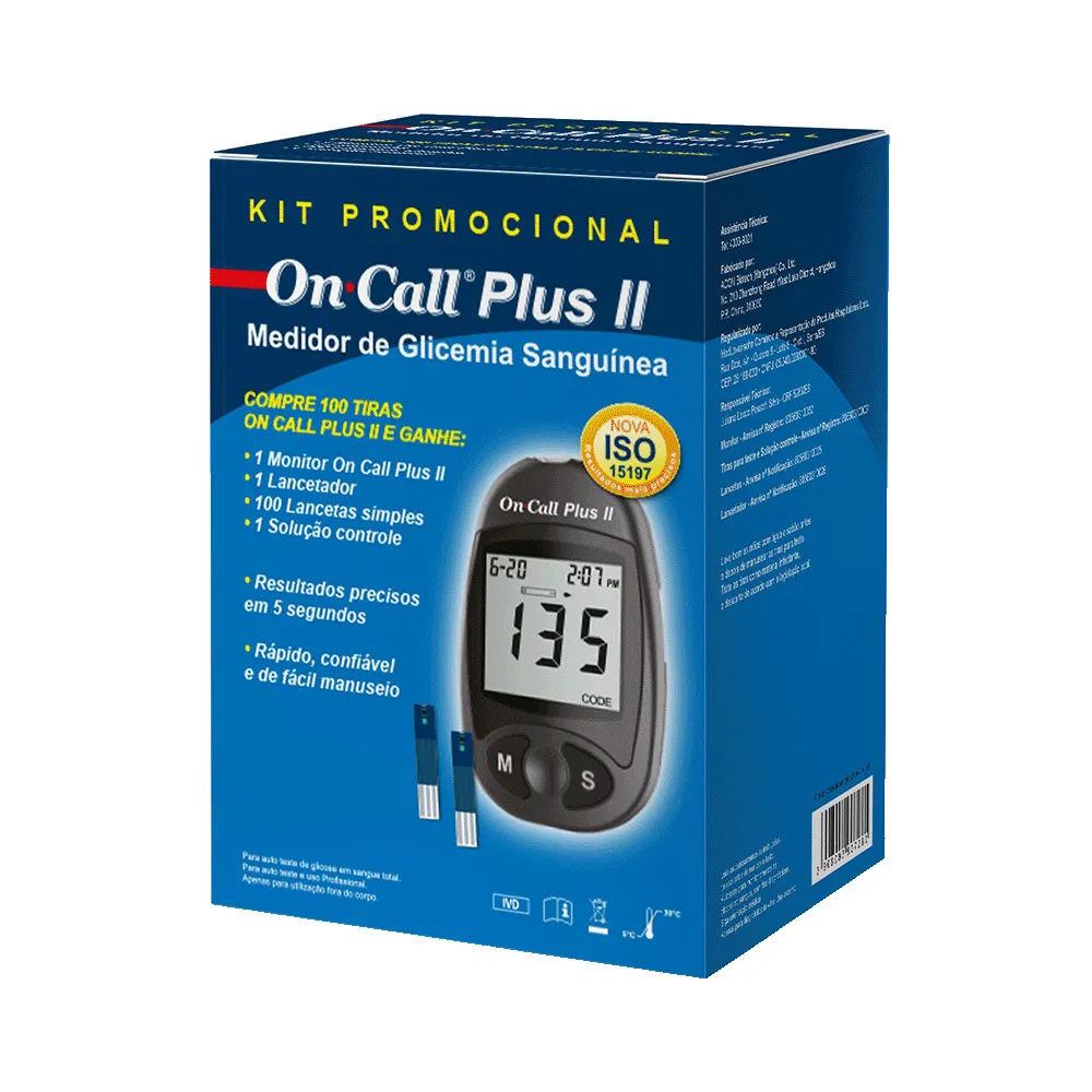 Kit Glicosimetro On Call Plus Ii Com 100 Tiras