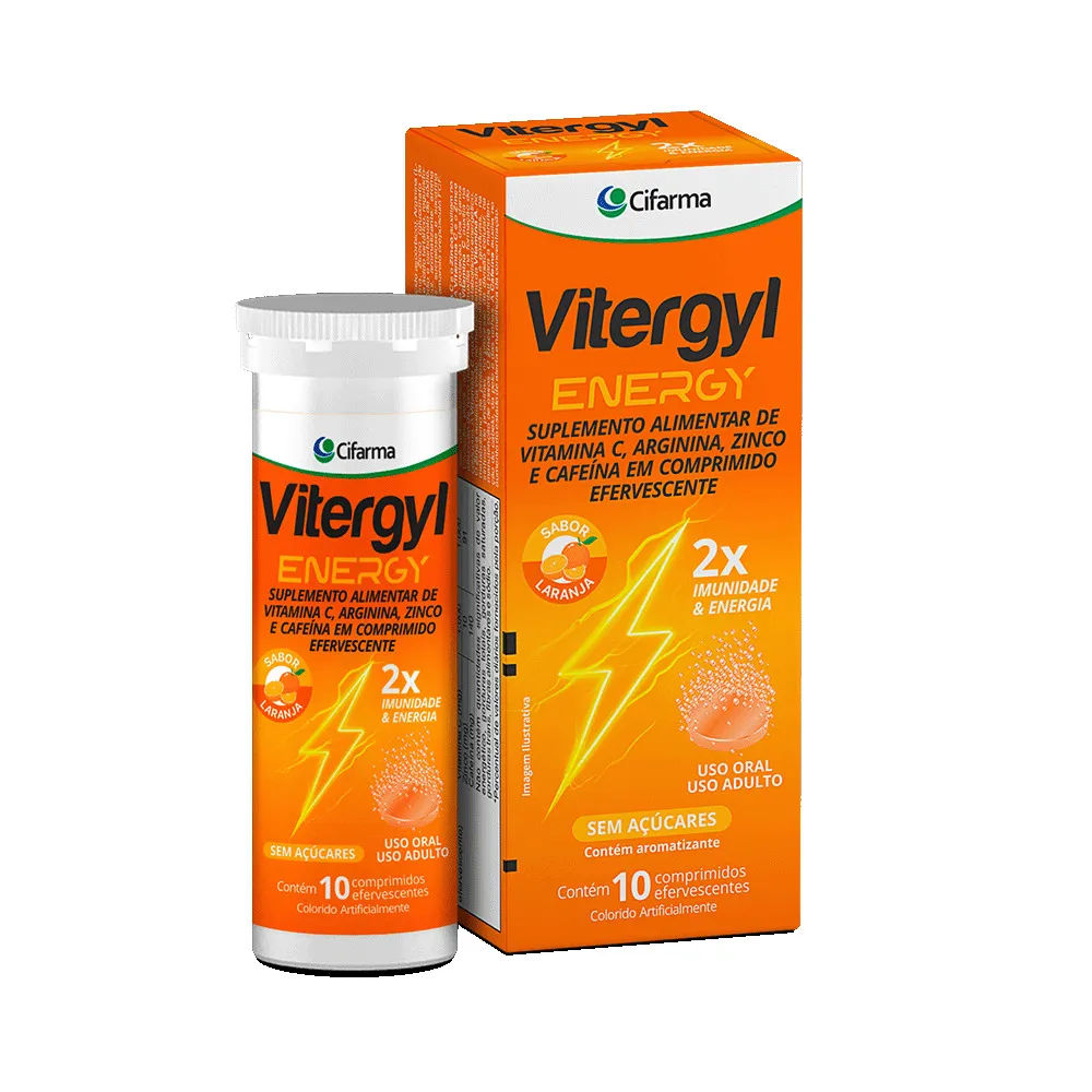 Vitergyl Energy Com 10 Comprimidos Efervescentes Laranja