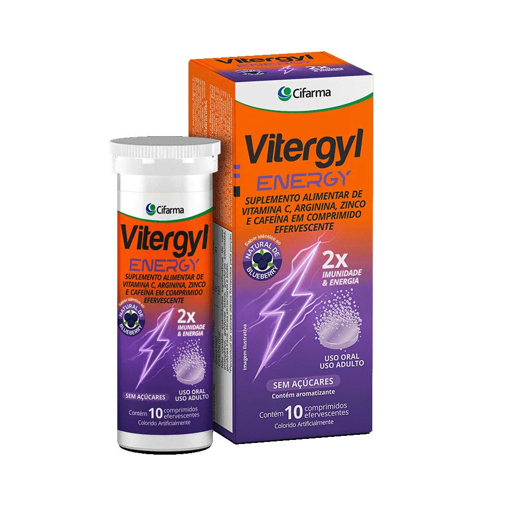 Vitergyl Energy Com 10 Comprimidos Efervescentes Blueberry
