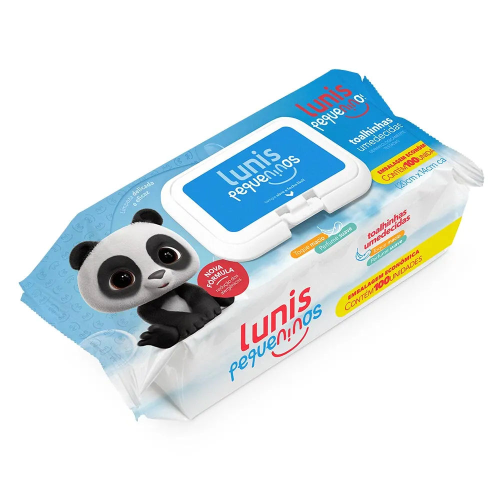 Toalhinhas Umedecidas Lunis Pequeninos 100 unidades