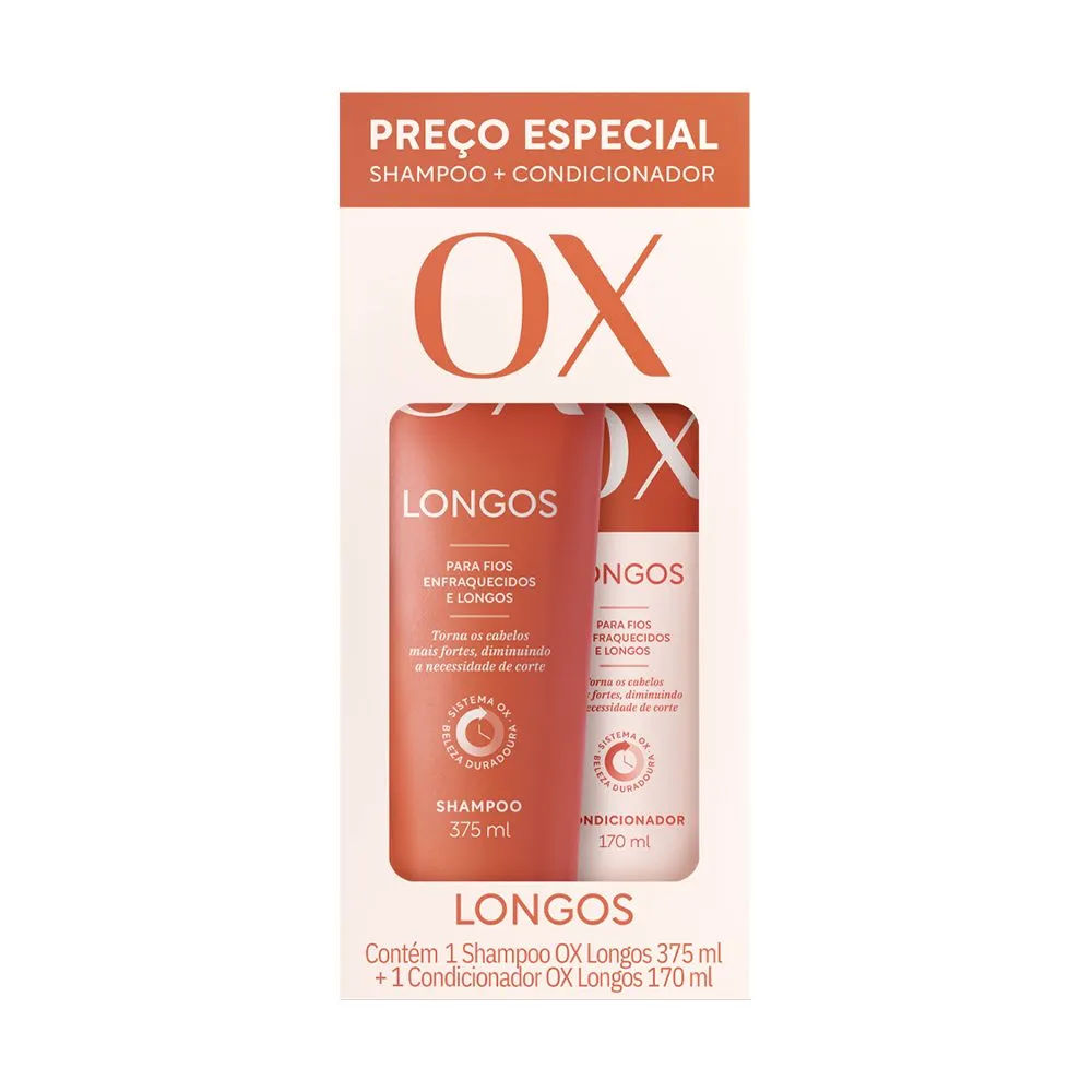 Kit OX Shampoo 375ml + Condicionador 170ml Longos