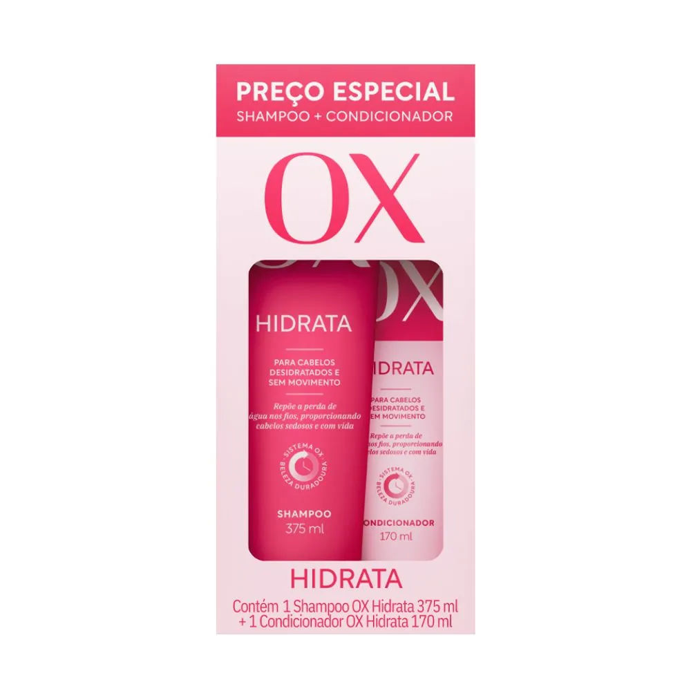 Kit OX Shampoo 375ml + Condicionador 170ml Hidrata