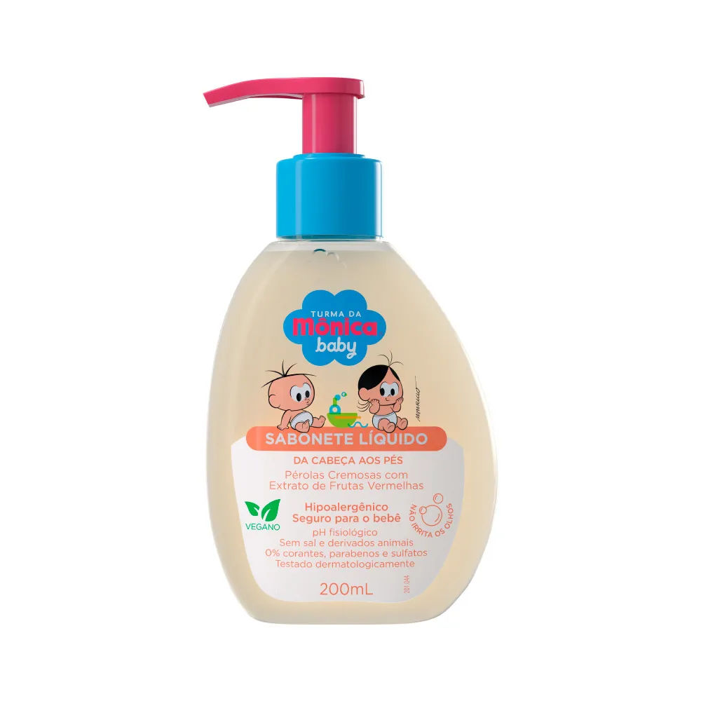 Sabonete Turma Da Monica Baby Liquido 200ml Frutas Vermelhas