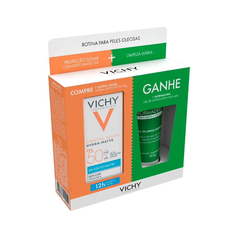 Kit Vichy Capital Soleil FPS50 Hydra Matte 30g + Normaderm Gel de Limpeza 40g