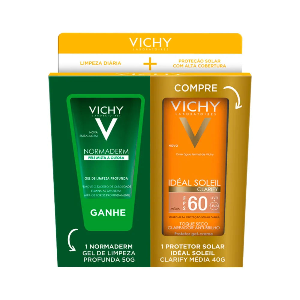 Vichy Ideal 40gr Fps60 Clarify Media+50gr Normaderm Gel De Limpeza  Especial