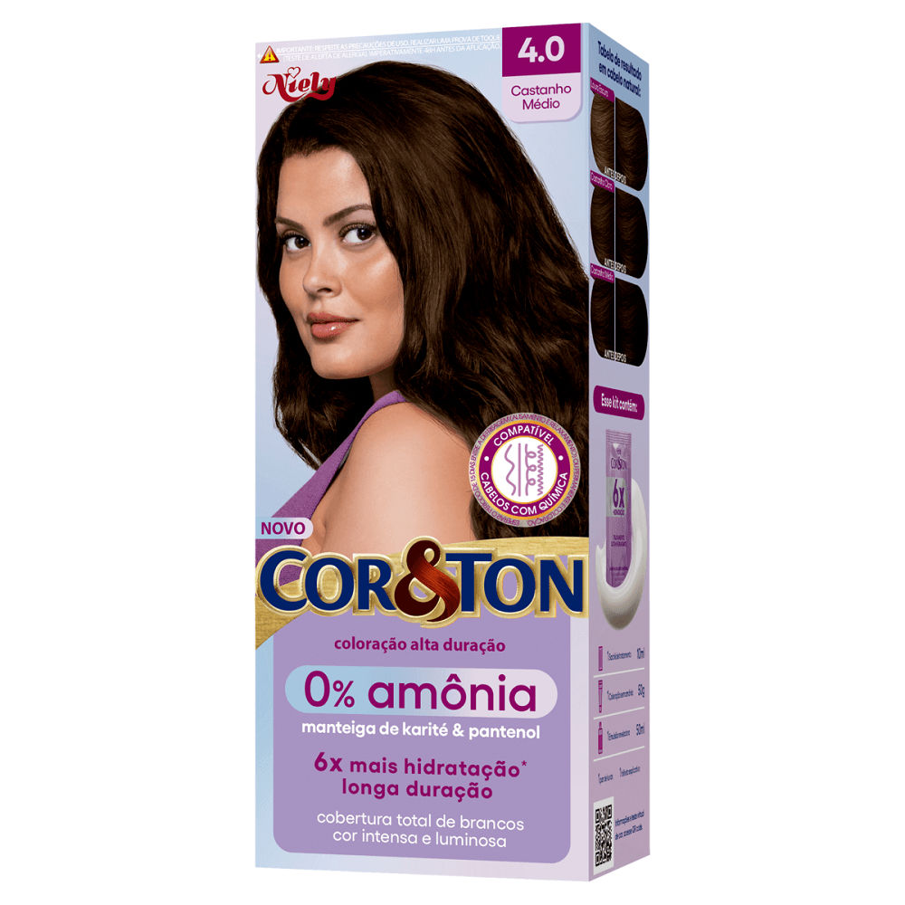 Niely Cor&Ton Sem Amônia 4 0 Castanho Médio