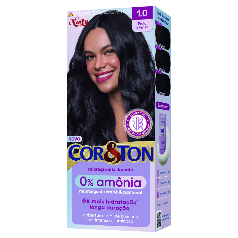 Tintura Niely Cor Ton Sem Amônia 1 0 Preto Azulado