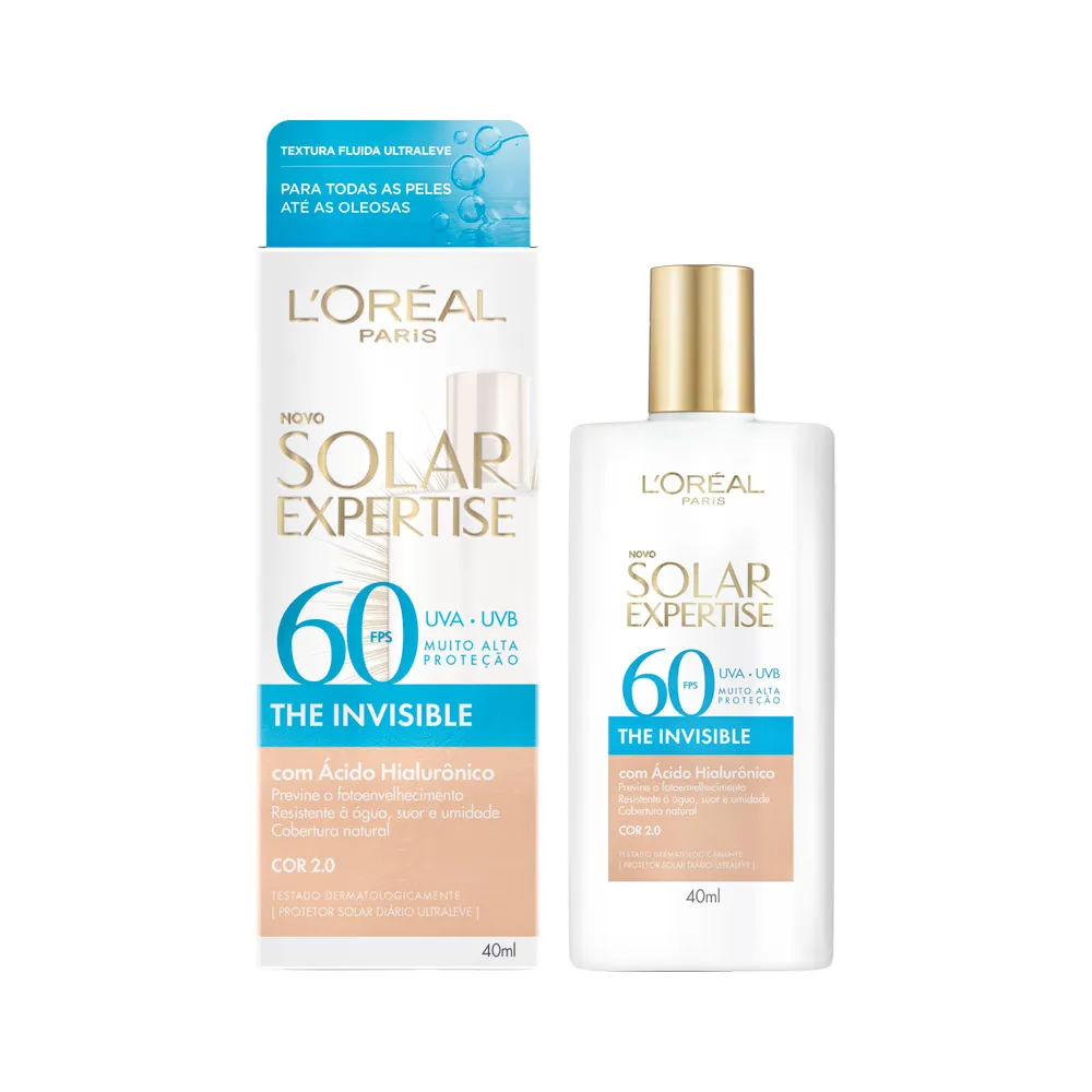 Protetor Solar Facial LOréal Solar Expertise Fluido com Cor 2 0 FPS60 40g